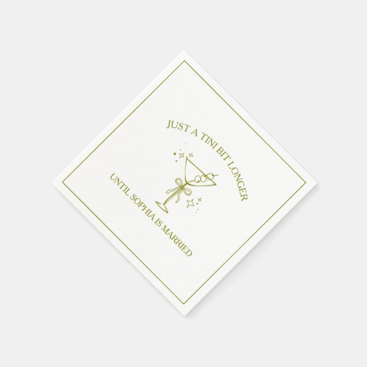 "Tini Bit Longer" Dirty Martini Olive Bachelorette Serviette (Ecke)