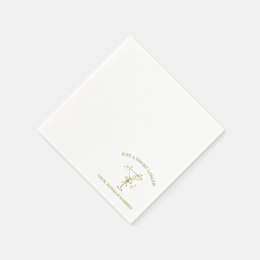 "Tini Bit Longer" Dirty Martini Olive Bachelorette Serviette (Ecke)