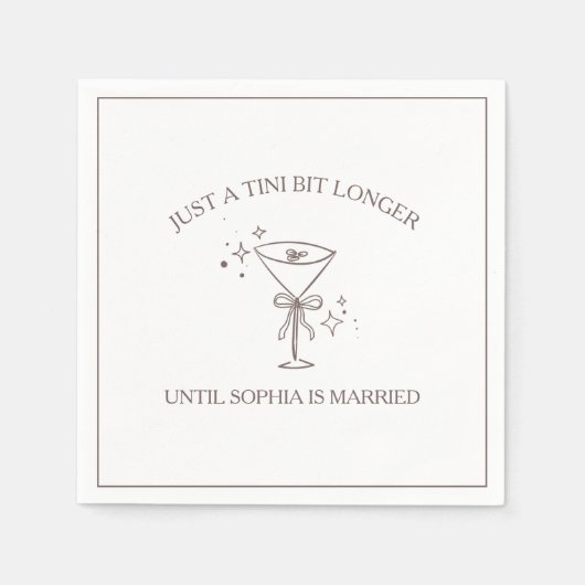 "Tini Bit Longer" Espresso Martini Bachelorette Serviette (Vorderseite)