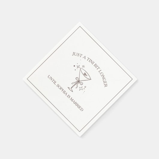 "Tini Bit Longer" Espresso Martini Bachelorette Serviette (Ecke)