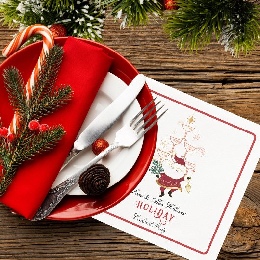 Tini Bit Merry Martini Office Christmas Santa Serviette