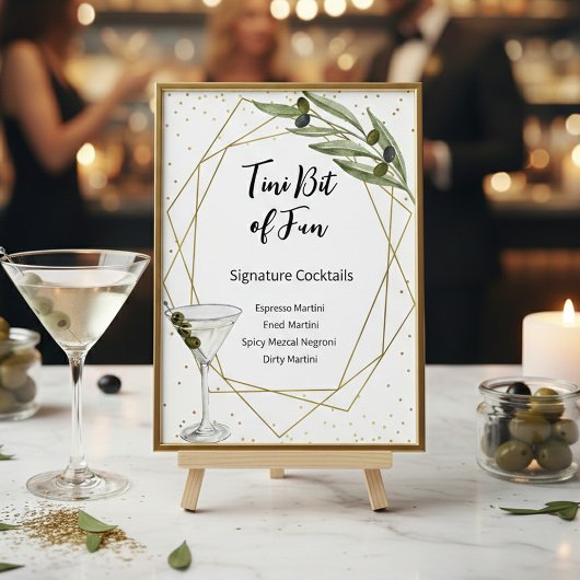 Tini Bit Of Fun Signature Cocktails Sign Poster