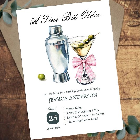 Tini Bit Older 30. Geburtstag Olive Einladung
