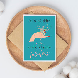 Tini Bit Older Blue Feminine Retro Martini Card Karte