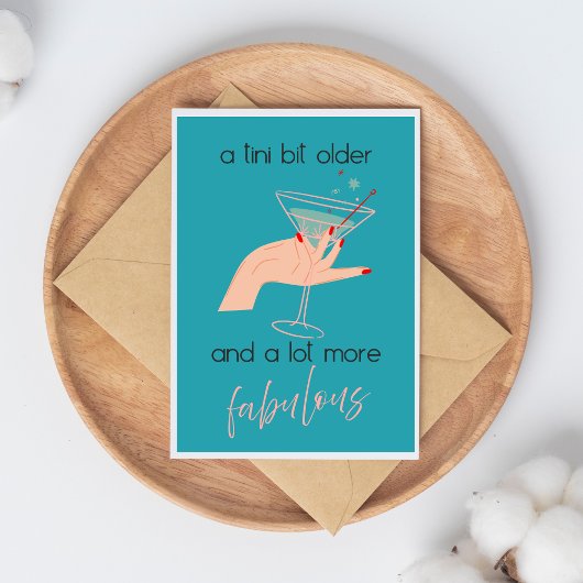 Tini Bit Older Blue Feminine Retro Martini Card Karte