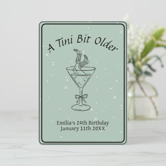 Tini Bit Older - Boots & Drink Thema Einladung (Stehend Vorderseite)
