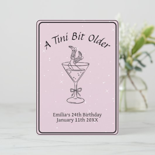 Tini Bit Older - Boots & Drink Thema Einladung (Stehend Vorderseite)