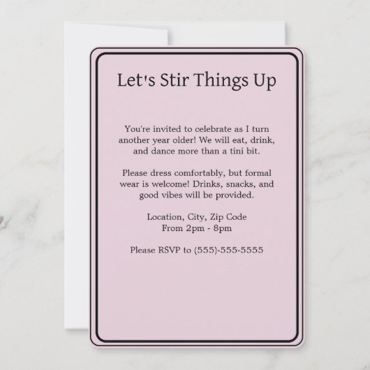 Tini Bit Older - Boots & Drink Thema Einladung (Rückseite)