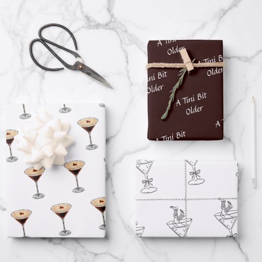 Tini Bit Older - Coffee Espresso Thema Geschenkpapier Set (Vorderseite)