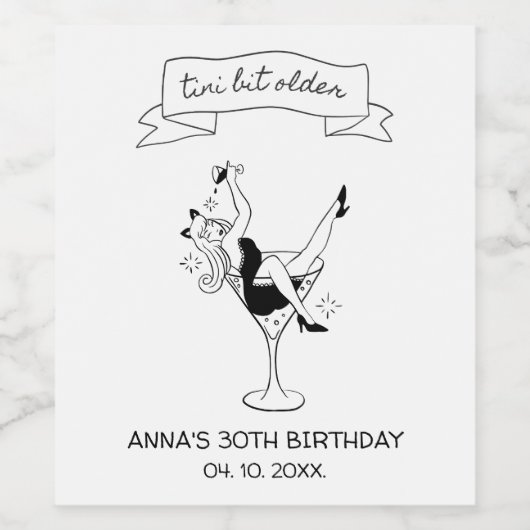 Tini Bit Older Dirty 30 Espresso Martini Weinetikett (Einzelnes Label)