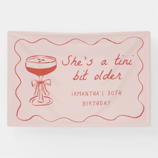 Tini Bit Older Espresso Martini Birthday Pink Banner (Horizontal)
