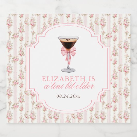 'Tini Bit Older Espresso Martini Coquette Geburtst Alkoholflaschenetikett (Einzelnes Label)