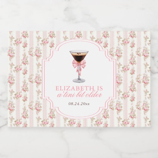 'Tini Bit Older Espresso Martini Coquette Geburtst Schaumweinetikett (Einzelnes Label)