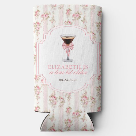 'Tini Bit Older Espresso Martini Coquette Geburtst Selters Dosenkühler (Rückseite)