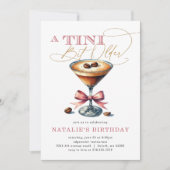 Tini Bit Older Espresso Martini Pink Bow Geburtsta Einladung (Vorderseite)