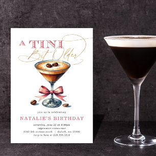 Tini Bit Older Espresso Martini Pink Bow Geburtsta Einladung