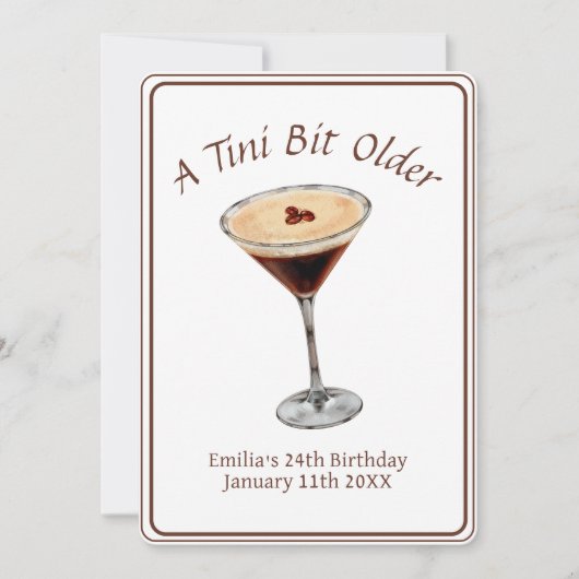 Tini Bit Older - Espresso Martini Thema Einladung (Vorderseite)
