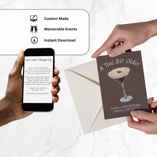 Tini Bit Older - Espresso Martini Thema Einladung