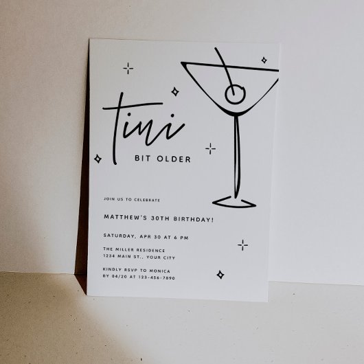 TIni Bit Older Martini Geburtstag Einladung