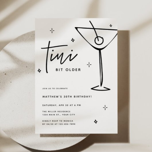 TIni Bit Older Martini Geburtstag Einladung