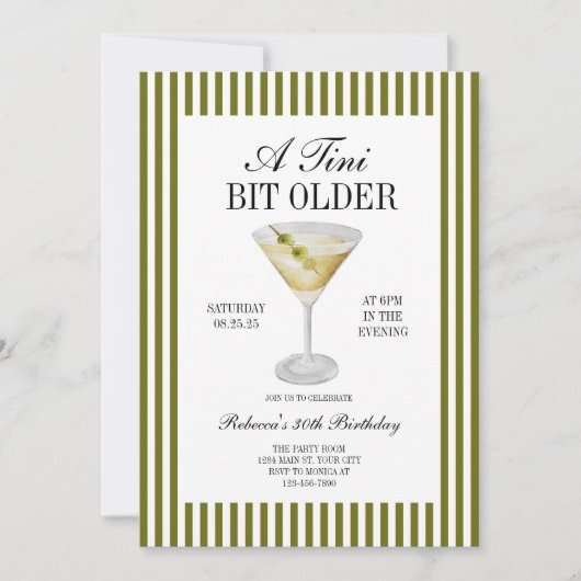 Tini Bit Older Martini Geburtstag Einladung (Vorderseite)