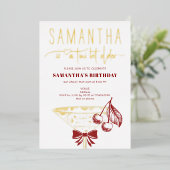 Tini Bit Older Modern Bow Cherry Martini Geburtsta Folieneinladung (Stehend vorne)