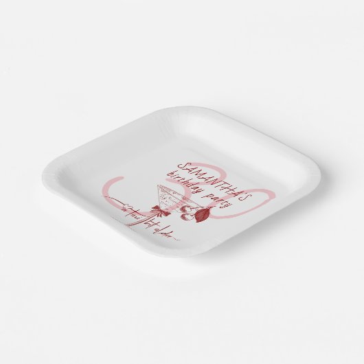 Tini Bit Older Modern Bow Cherry Martini Geburtsta Pappteller (Gewinkelt)