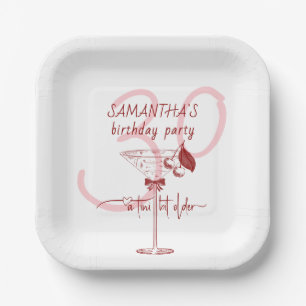 Tini Bit Older Modern Bow Cherry Martini Geburtsta Pappteller