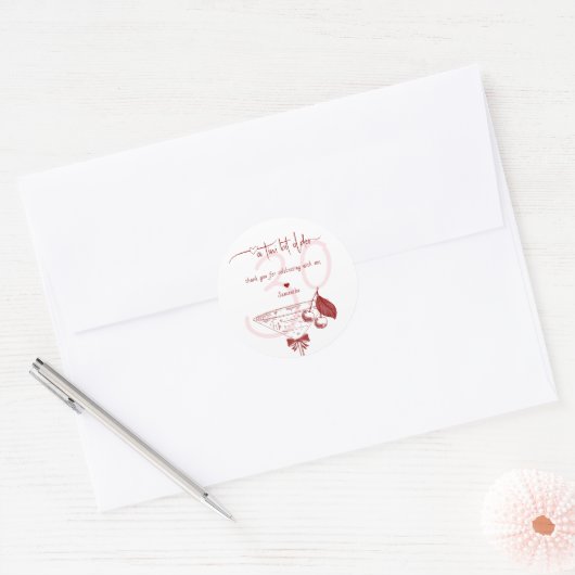 Tini Bit Older Modern Bow Cherry Martini Geburtsta Runder Aufkleber (Umschlag)