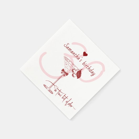 Tini Bit Older Modern Bow Cherry Martini Geburtsta Serviette (Ecke)