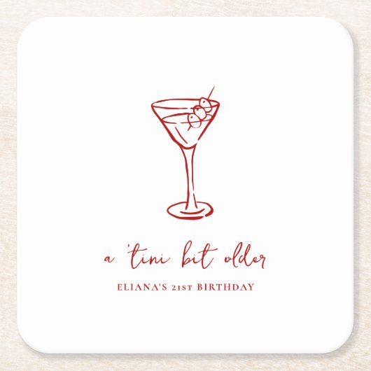 Tini Bit Older Personalized Birthday Party Rechteckiger Pappuntersetzer (Vorderseite)