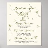 Tini Bit Older Quirky Hand Drawn Martini Bar Poster (Vorne)