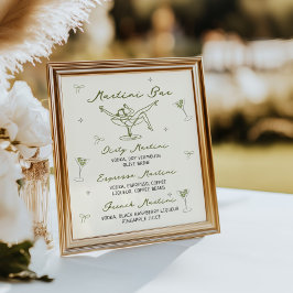 Tini Bit Older Quirky Hand Drawn Martini Bar Poster