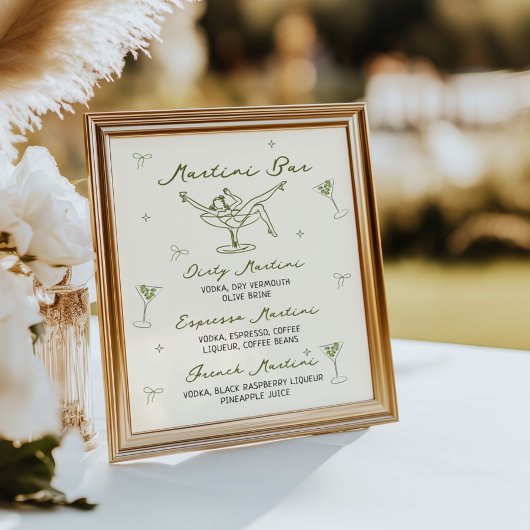 Tini Bit Older Quirky Hand Drawn Martini Bar Poster