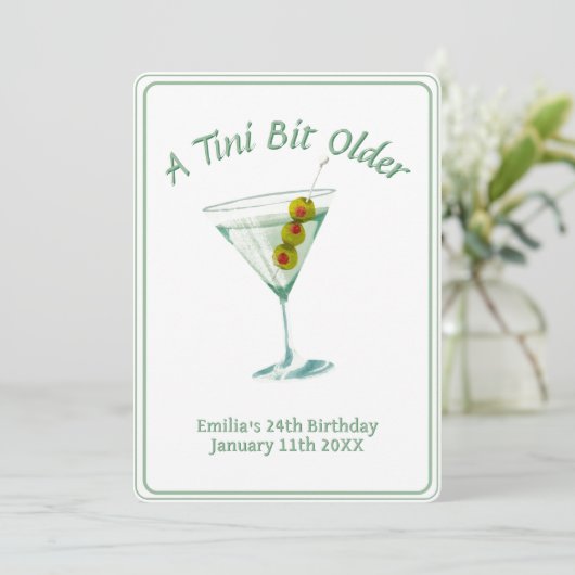 Tini Bit Older - Thema Olivenöl Einladung (Stehend Vorderseite)