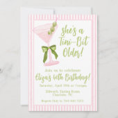 Tini Bit Olter, Martini Pink & Green Geburtstag Einladung (Vorderseite)