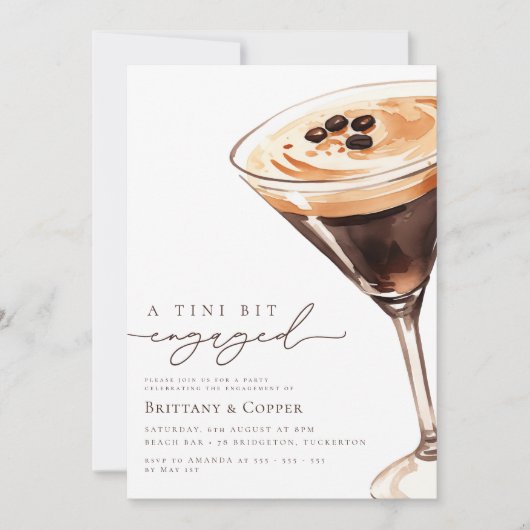 Tini Bit Verlobt Espresso Martini-Engagement Party Einladung (Vorderseite)