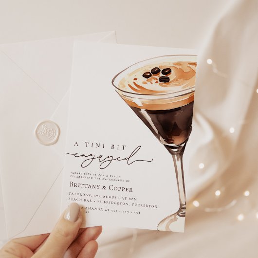 Tini Bit Verlobt Espresso Martini-Engagement Party Einladung