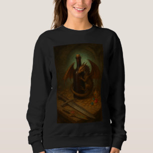 Tini Dragon umarmt eine Weinflasche Fantasiekunst Sweatshirt