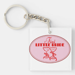 Tini Little Bride Design   Rosa Martini-Glas Schlüsselanhänger