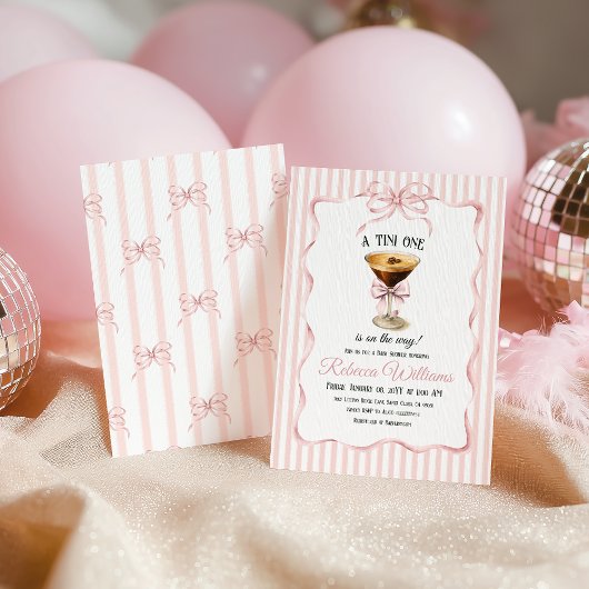 Tini One Bow Coffee Espresso Martini Baby Shower Einladung