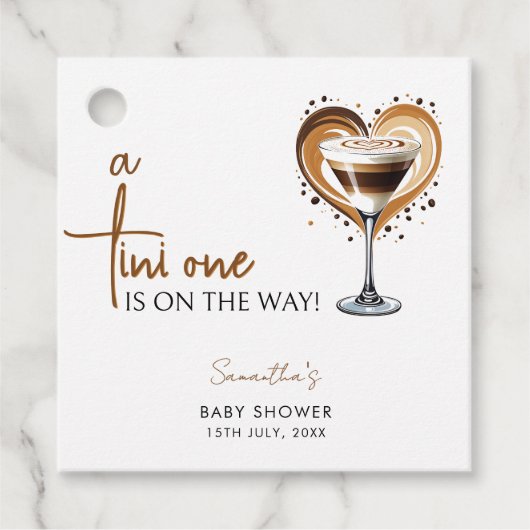 Tini One Espresso Martini Babydusche Geschenkanhänger (Vorderseite)
