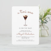 Tini One Espresso Martini QR Code Babydusche Einladung (Stehend Vorderseite)