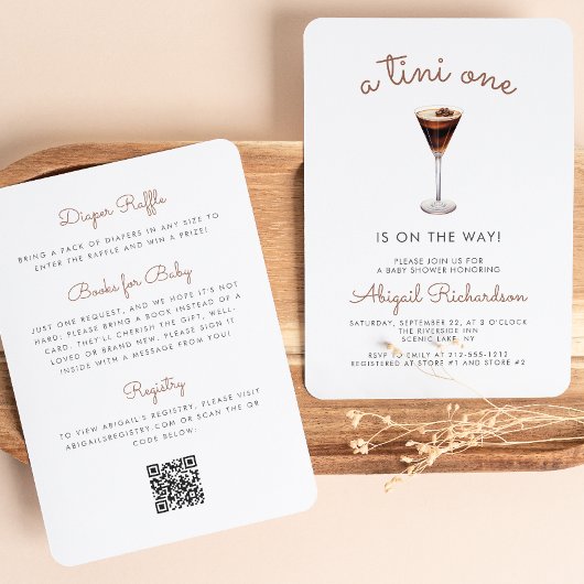 Tini One Espresso Martini QR Code Babydusche Einladung