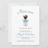 Tini One Espresso Martini QR Code Boy Baby Shower Einladung (Vorderseite)
