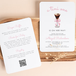 Tini One Espresso Martini QR Code Girl Baby Dusche Einladung