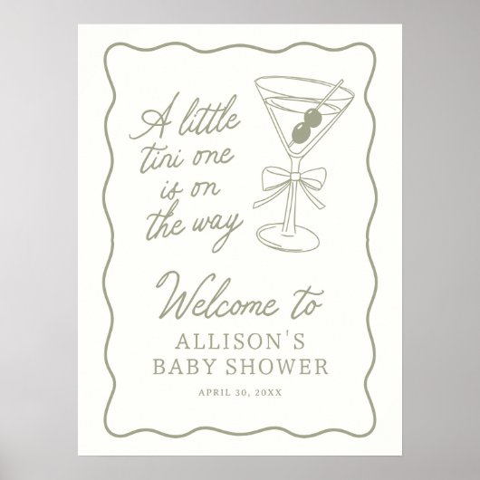 Tini One Martini Babydusche Begrüßungszeichen Poster (Vorne)