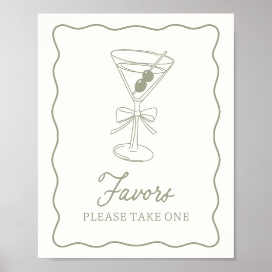 Tini One Martini Babydusche bevorzugt Schild (Vorne)