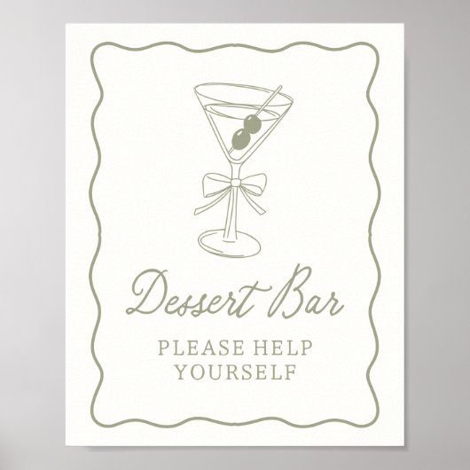 Tini One Martini Babydusche Dessert Bar Sign Poster (Vorne)