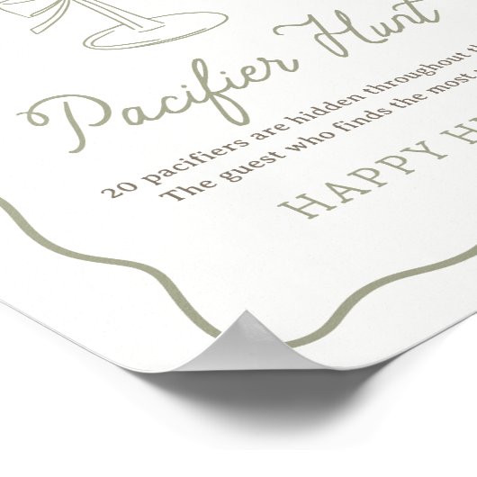 Tini One Martini Babydusche Schnuller Jagd Zeichen Poster (Ecke)